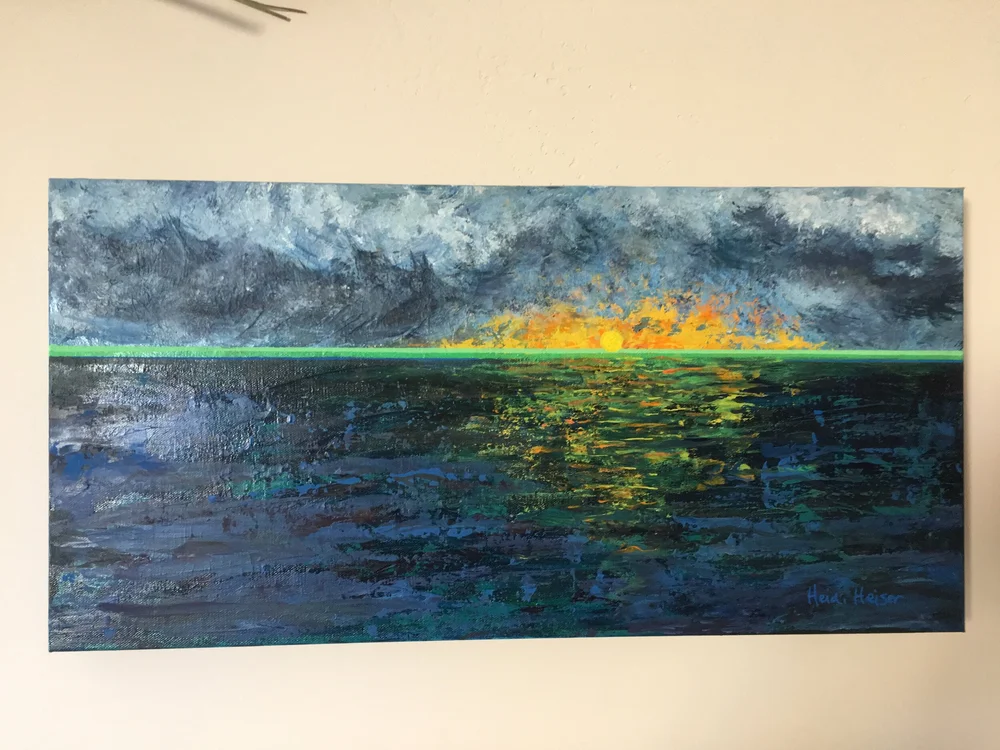 GREEN FLASH is an original, impressionist painting, by Heidi